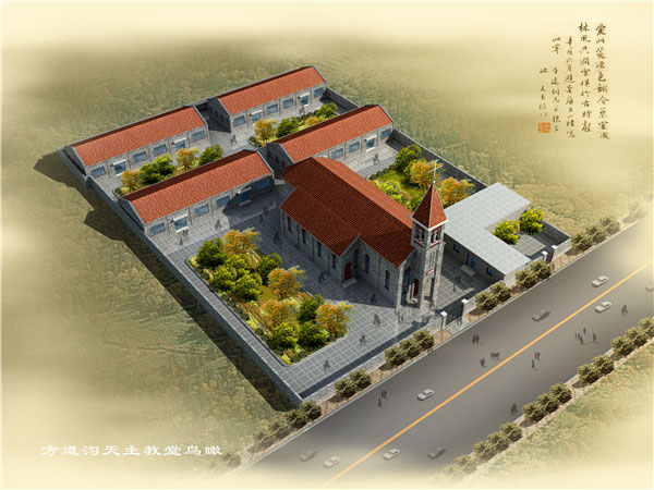 嘉祥大张楼镇天主教堂鸟瞰