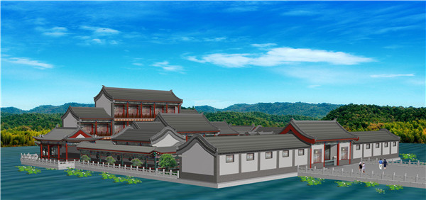 河南四合院侧视效果图